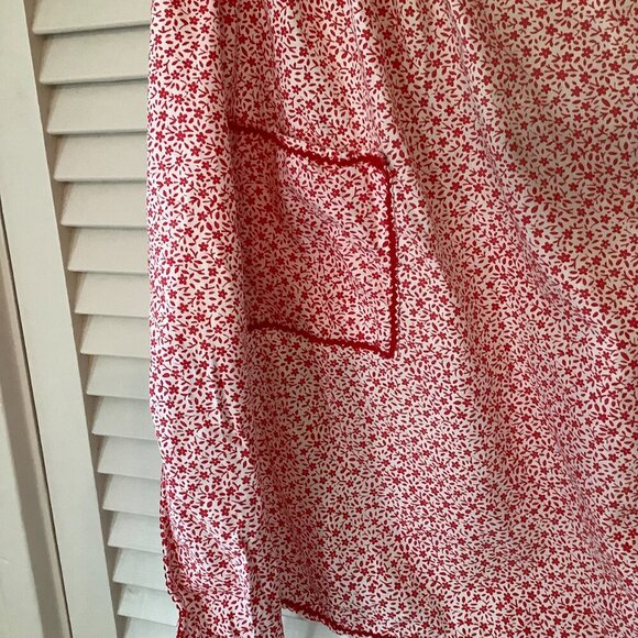Handmade apron red print kitchen floral cottagecore - Picture 2 of 4